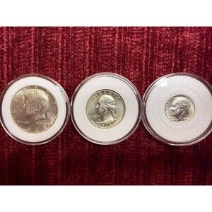 🔥1964 Kennedy Half Dollar Quarter Dime 90% Silver Collector Set -Last Years